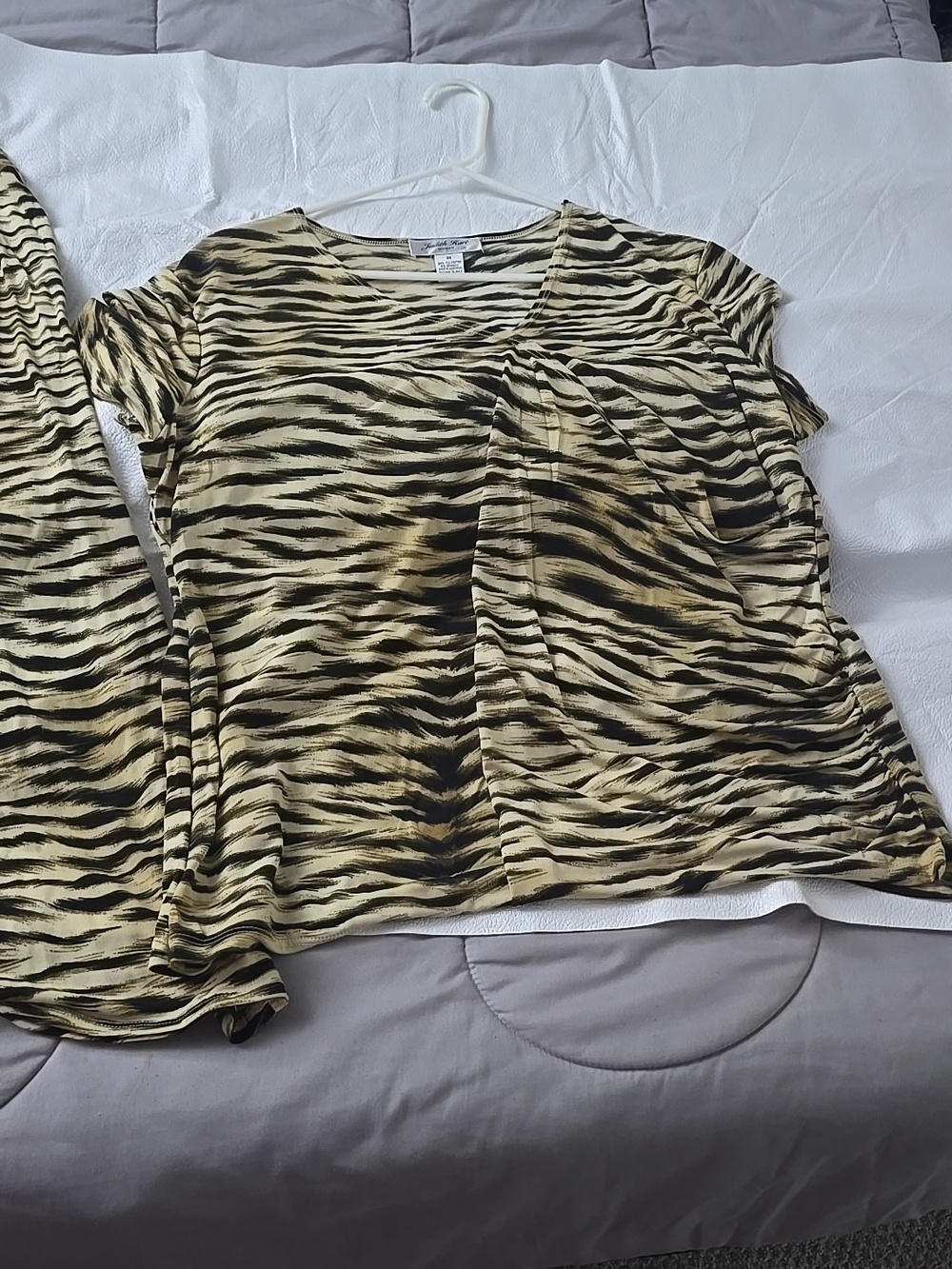 Judith Hart Animal Print Two-Piece Top Set in Tan and Black